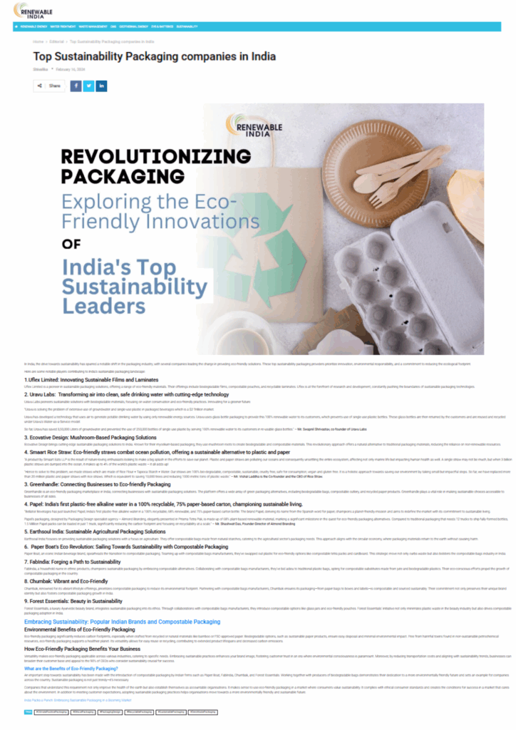Top Sustainability Packaging Companies in India