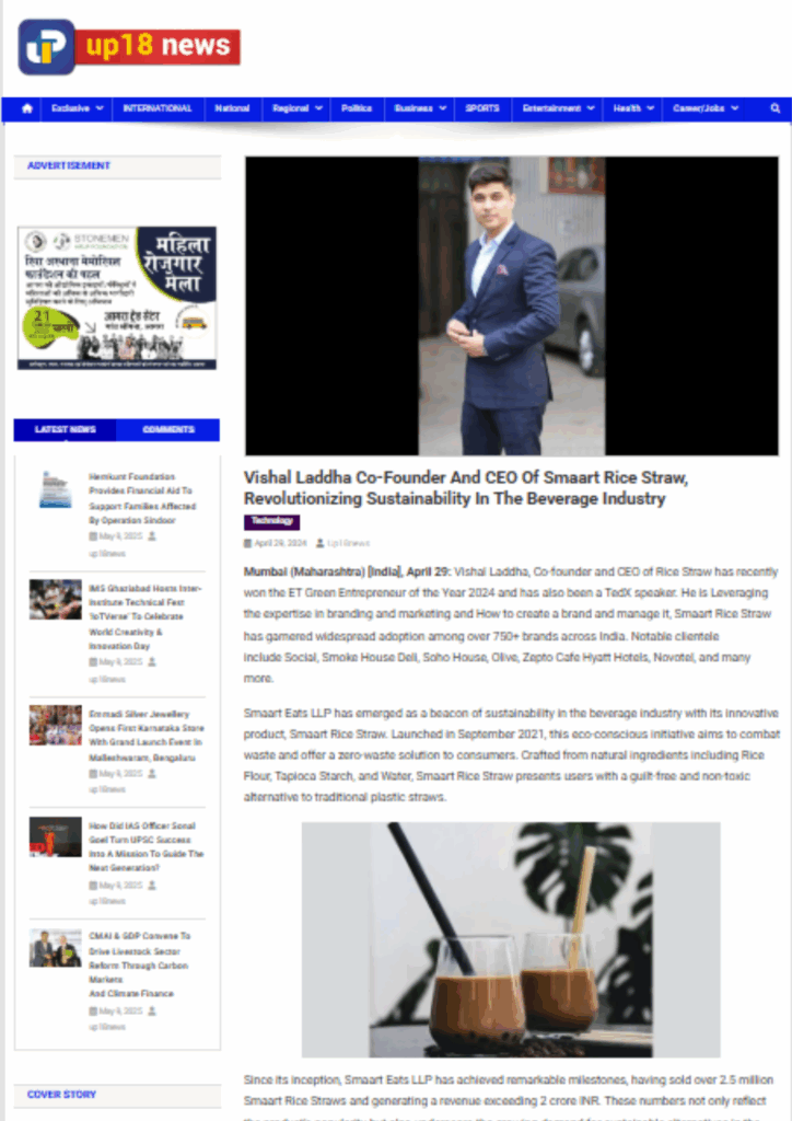 Vishal Laddha Co-founder and CEO of Smaart Rice Straw