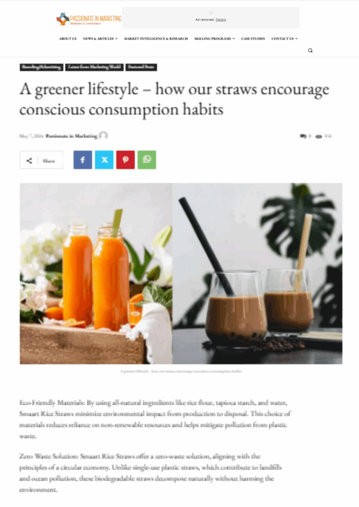 A greener lifestyle - how our straws encourage conscious consumption habits